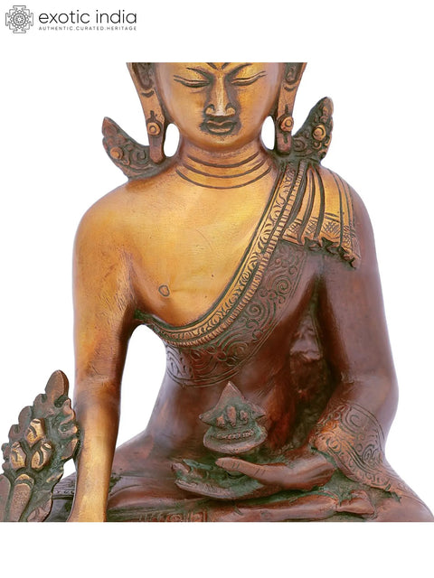 7" Buddhist Healing Buddha (Medicine Buddha) Brass Statue | Handmade | Made in India