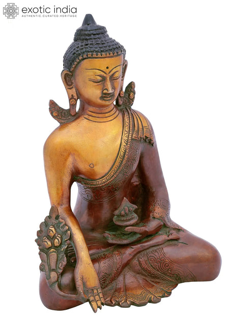 7" Buddhist Healing Buddha (Medicine Buddha) Brass Statue | Handmade | Made in India