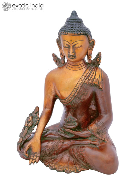 7" Buddhist Healing Buddha (Medicine Buddha) Brass Statue | Handmade | Made in India
