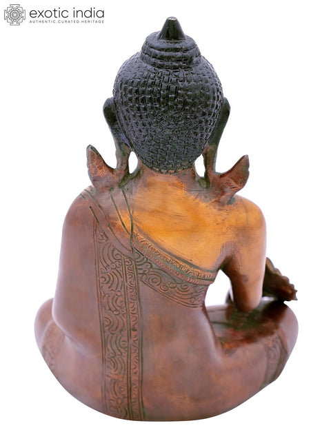 7" Buddhist Healing Buddha (Medicine Buddha) Brass Statue | Handmade | Made in India