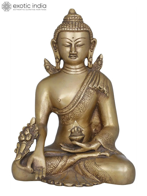 7" Buddhist Healing Buddha (Medicine Buddha) Brass Statue | Handmade | Made in India