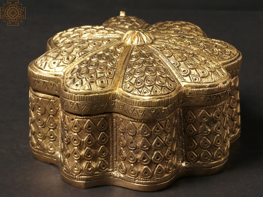 5" Handmade Brass Decorated Box for Home Decor