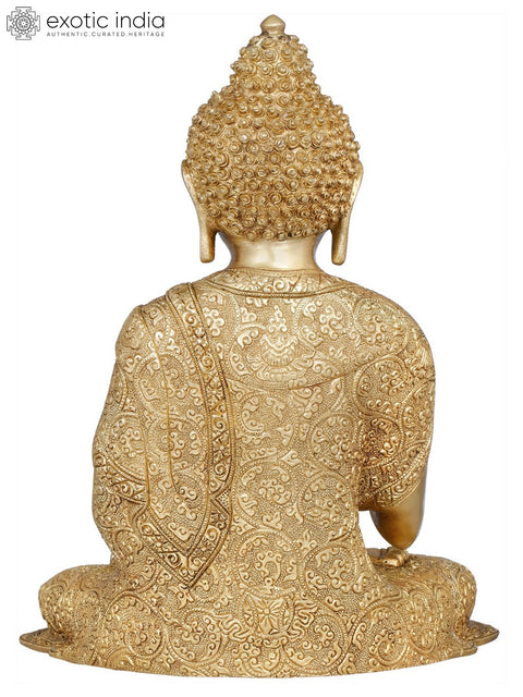 12" Tibetan Buddhist Lord Buddha Interpreting His Dharma | Handmade Brass Statue