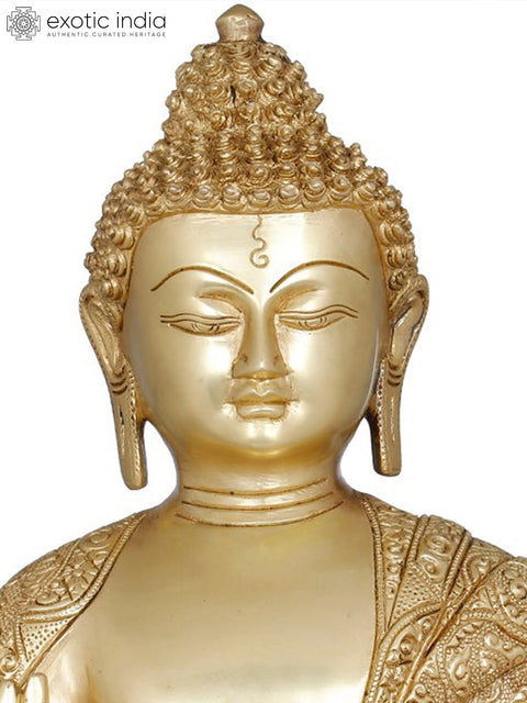 12" Tibetan Buddhist Lord Buddha Interpreting His Dharma | Handmade Brass Statue