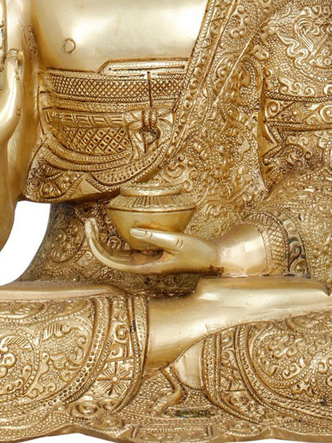 12" Tibetan Buddhist Lord Buddha Interpreting His Dharma | Handmade Brass Statue