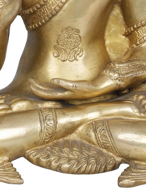 11" Blessing Buddha Brass Statue - Tibetan Buddhist Deity Handcrafted Idol