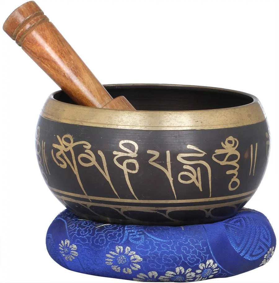5" Handmade Brass Buddha Singing Bowl with Mantras