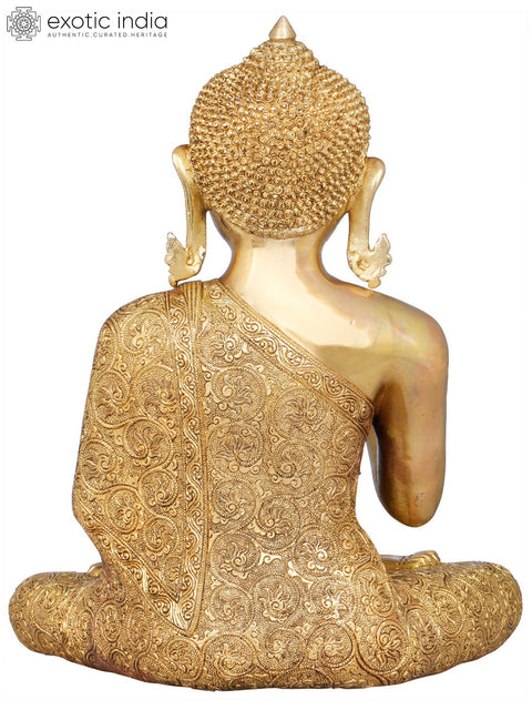 14" Gautama Buddha in Lotus Pose (Padmasana) - Tibetan Buddhist Deity In Brass | Handmade | Made In India
