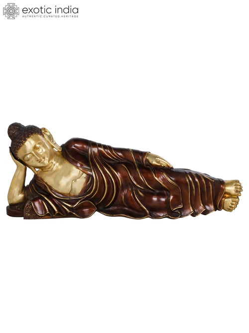 23" Mahaparinirvana Reclining Buddha Handmade Brass Statue