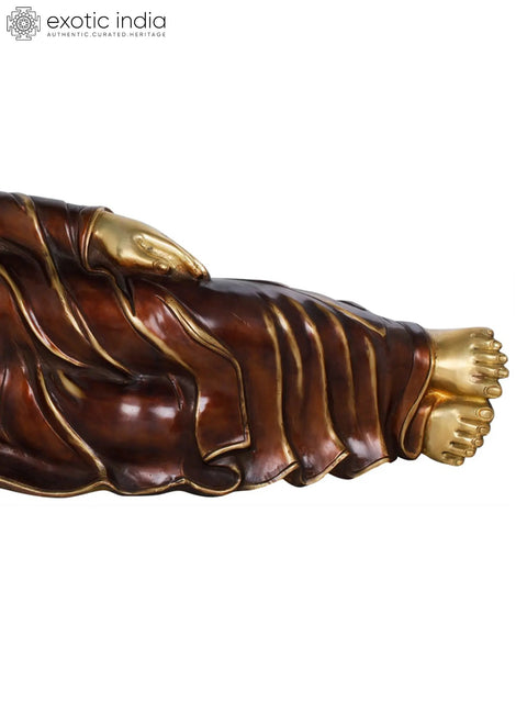 23" Mahaparinirvana Reclining Buddha Brass Statue | Handmade Tibetan Buddhist God Idols