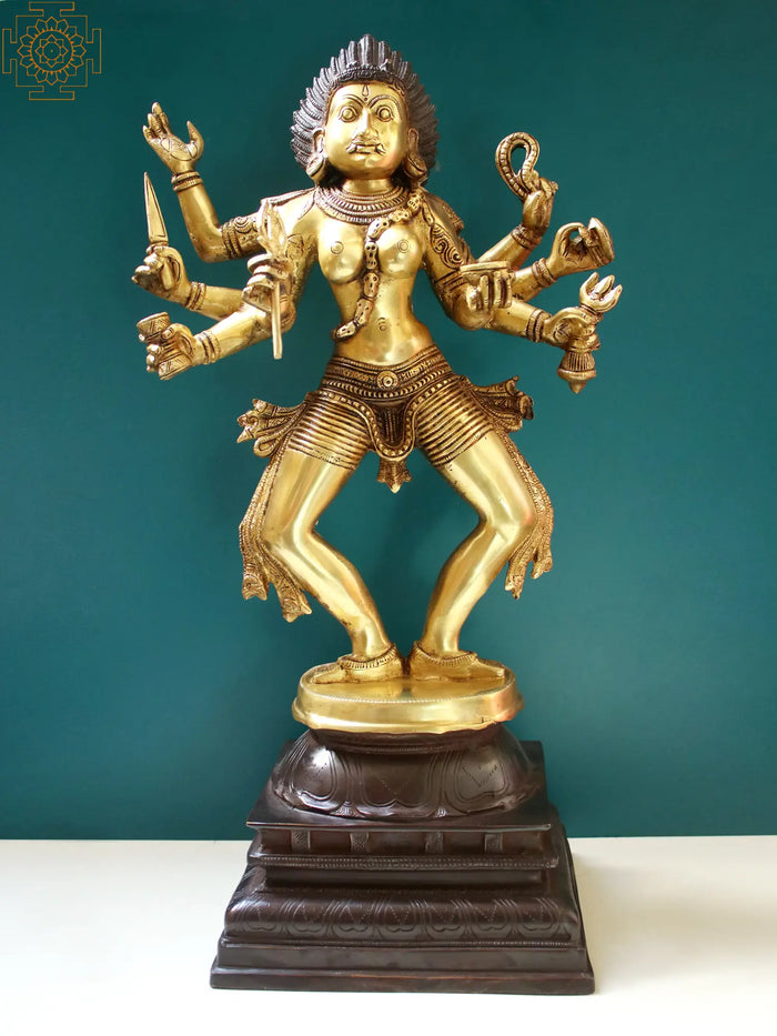 23" Goddess Kali Handmade Brass Statue for Pooja