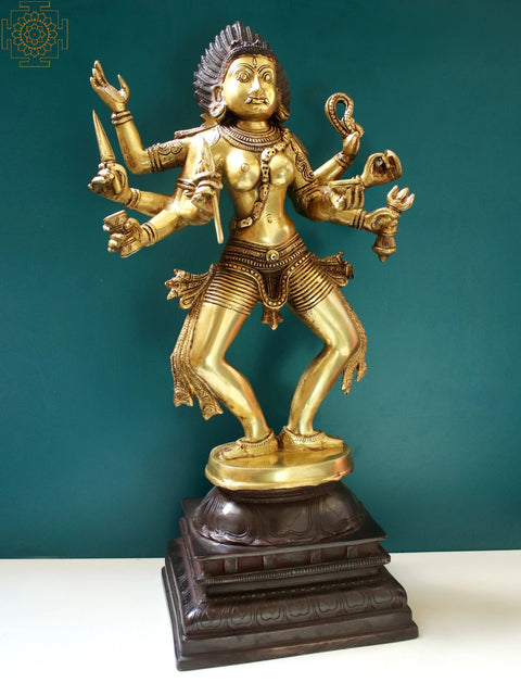 23" Goddess Kali Brass Figurine | Sacred Temple Statue