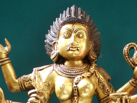 23" Goddess Kali Brass Figurine | Sacred Temple Statue