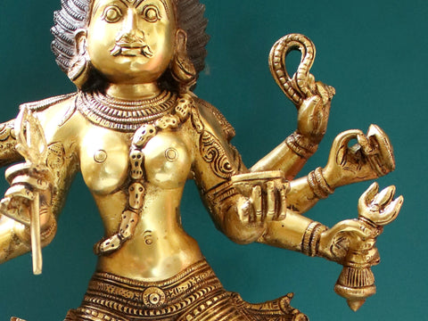 23" Goddess Kali Brass Figurine | Sacred Temple Statue