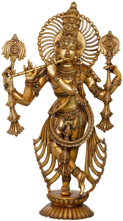 27" Lord Krishna Brass Idol Handcrafted Statue