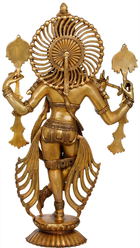 27" Beautiful Lord Krishna Brass Idol | Indian Handcrafted Statues