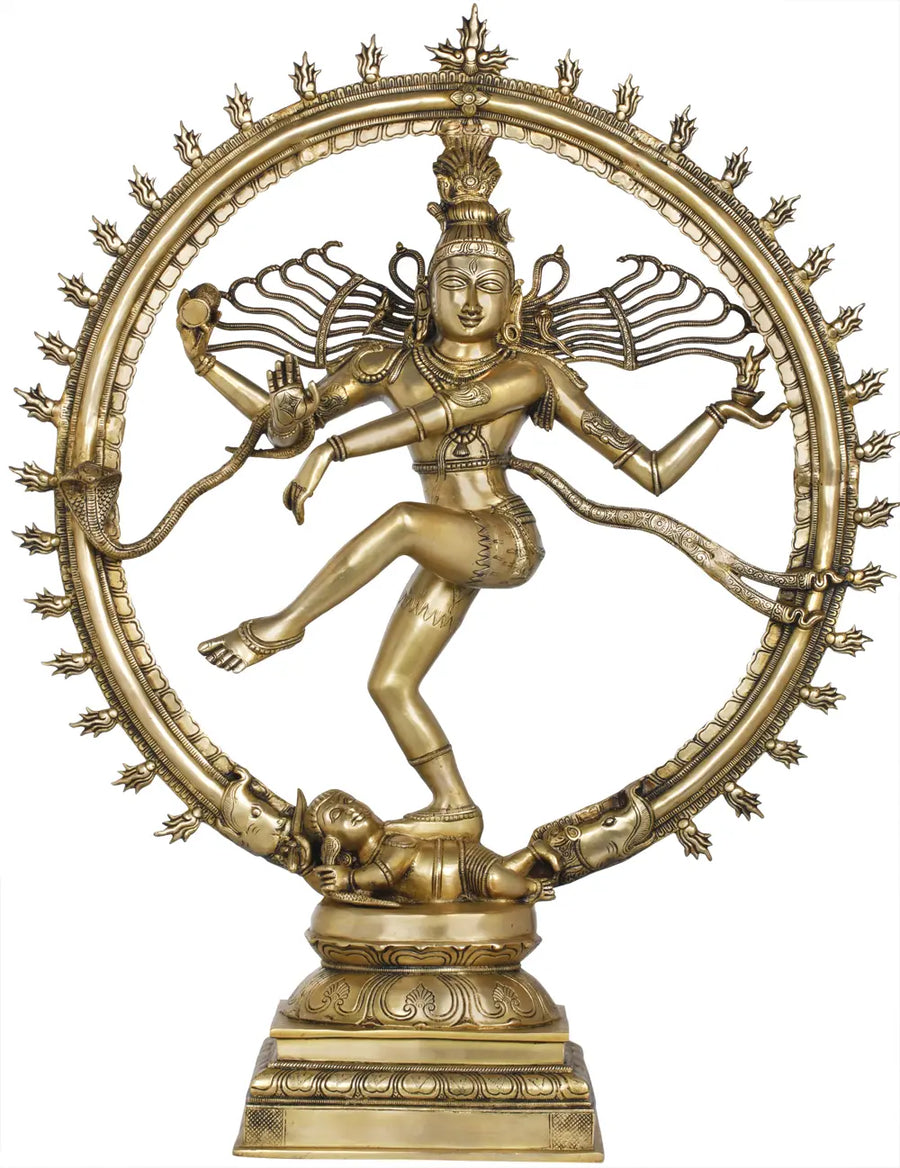 34" Large Nataraja Handcrafted Brass Statue for Home Decor
