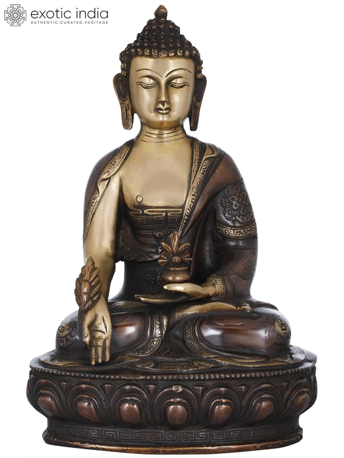 12" Handmade Brass Medicine Buddha Tibetan Buddhist Statue