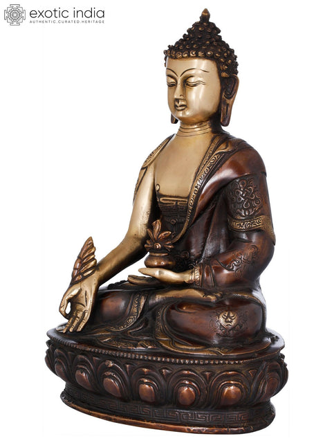 12" Tibetan Buddhist Deity Medicine Buddha In Brass | Handmade | Made In India