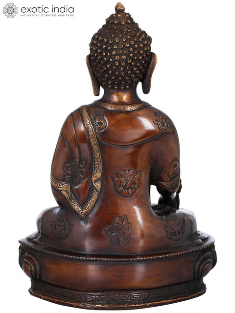 12" Tibetan Buddhist Deity Medicine Buddha In Brass | Handmade | Made In India
