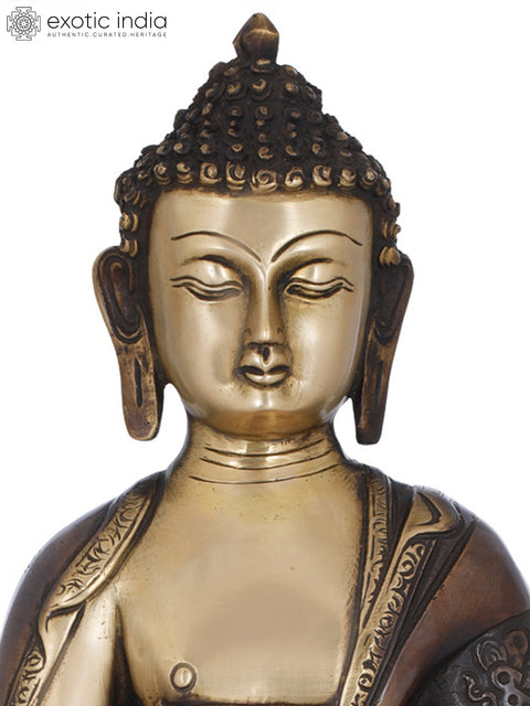 12" Tibetan Buddhist Deity Medicine Buddha In Brass | Handmade | Made In India