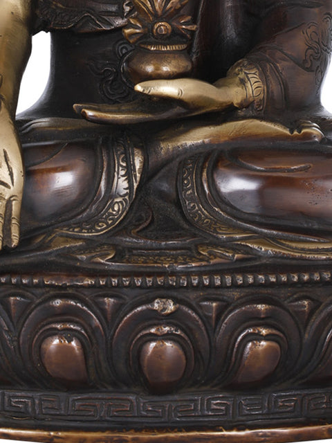 12" Tibetan Buddhist Deity Medicine Buddha In Brass | Handmade | Made In India