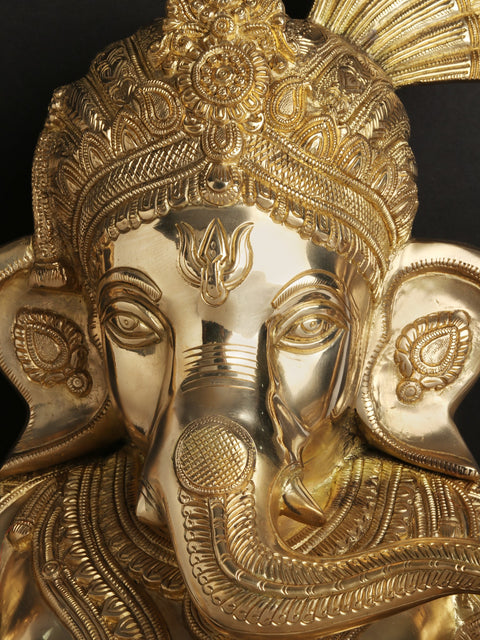 21" Beturbaned Lord Ganesha Brass Idol Seated on the Floor | Indian Handcrafted Statues