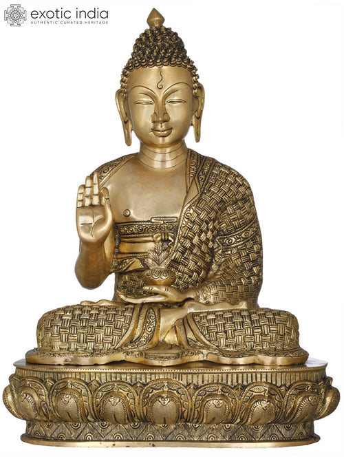 22" Handmade Lord Buddha Padamasana Brass Statue