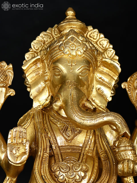 8" Kamalasana Ganesha Brass Sculptures | Sacred Home Statue