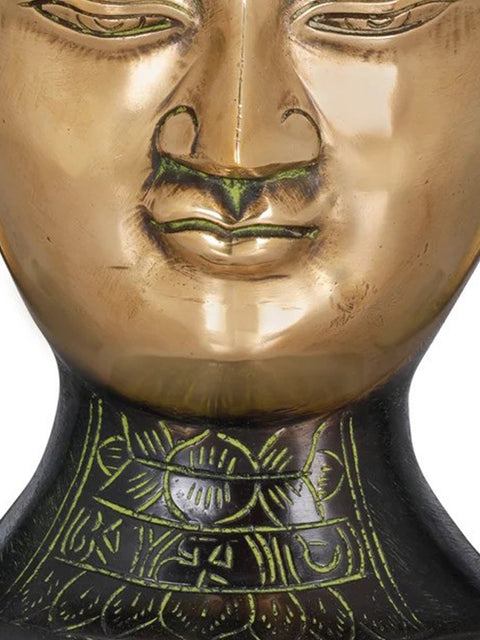 10" Lord Buddha Brass Wall Hanging Mask - Tibetan Buddhist Deity Idols