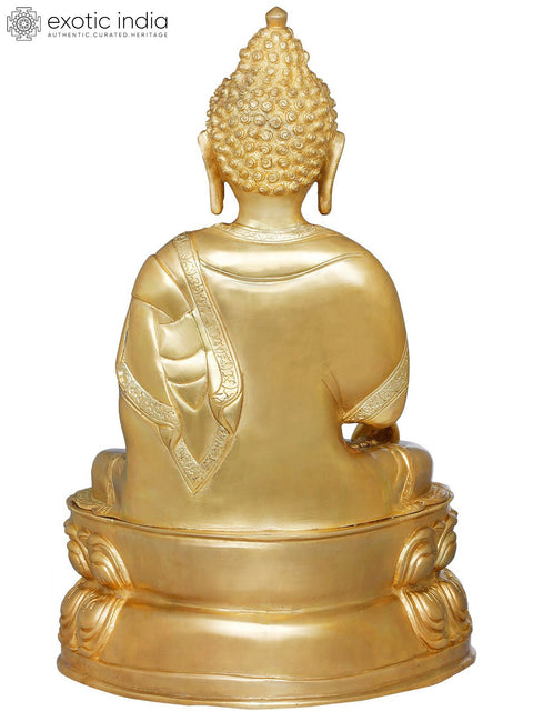 15" Tibetan Buddhist Lord Buddha with Begging Bowl In Brass | Handmade | Made In India