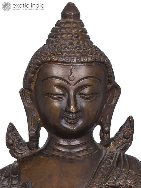 8" Tibetan Buddhist Lord Buddha Brass Statue | Handmade | Made In India