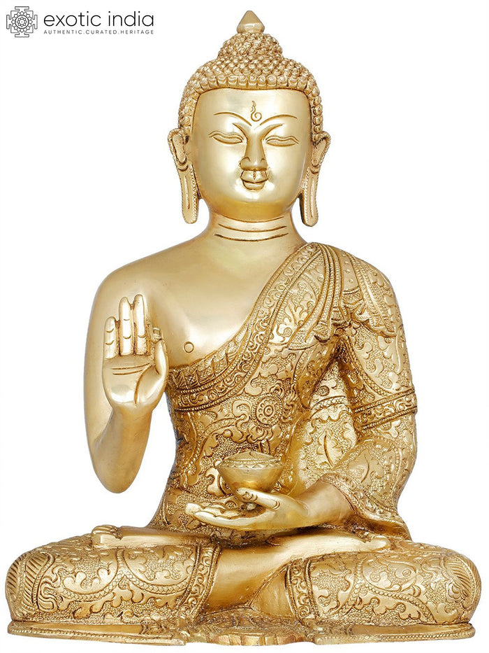 11" Lord Buddha Preaching Dharma Brass Statue Handmade