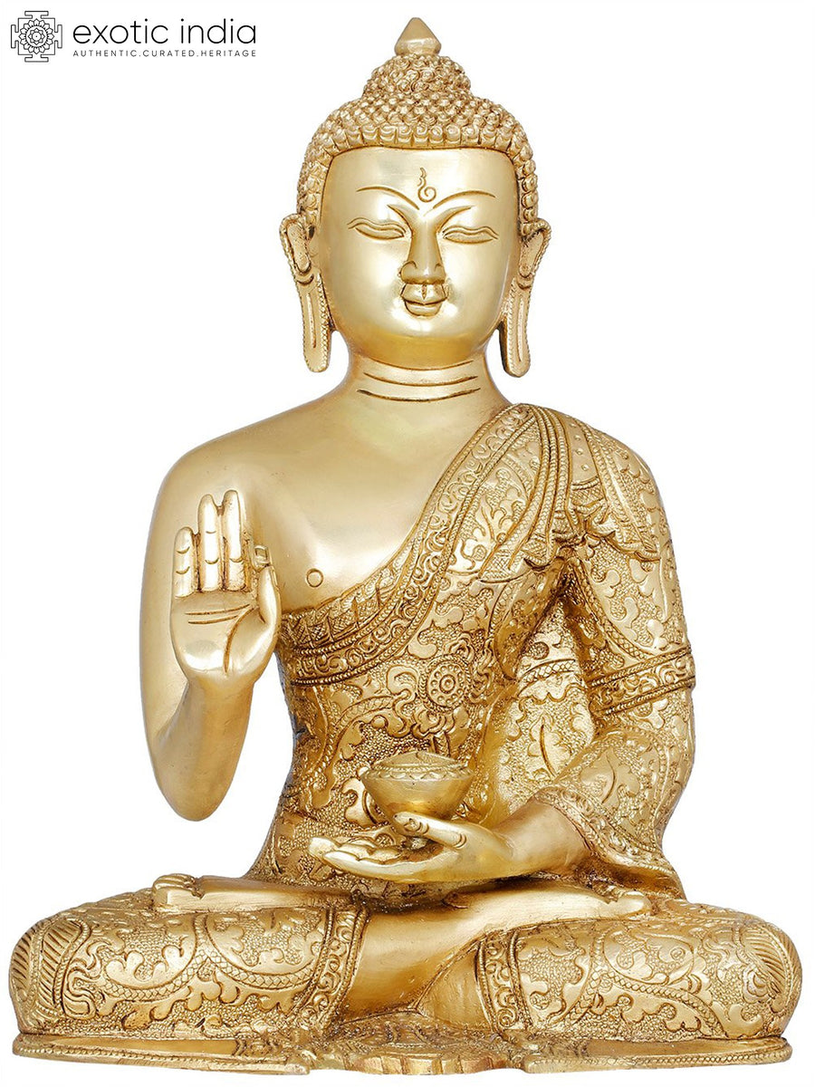 11" Lord Buddha Preaching Dharma Brass Statue Handmade