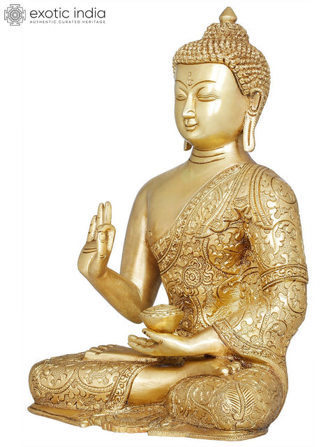 11" Lord Buddha Preaching His Dharma- Tibetan Buddhist In Brass | Handmade | Made In India