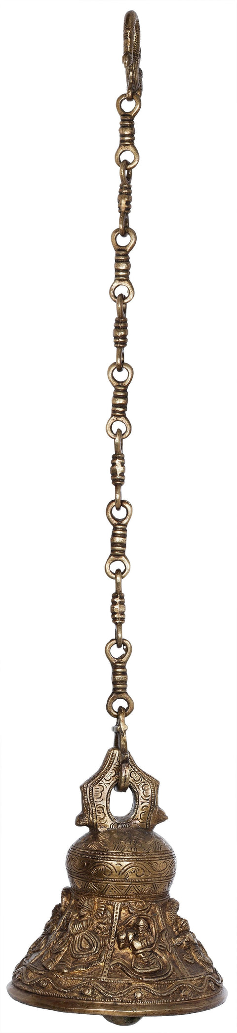 7" Shri Krishna Lila Ceiling Bell in Brass | Handmade | Made in India