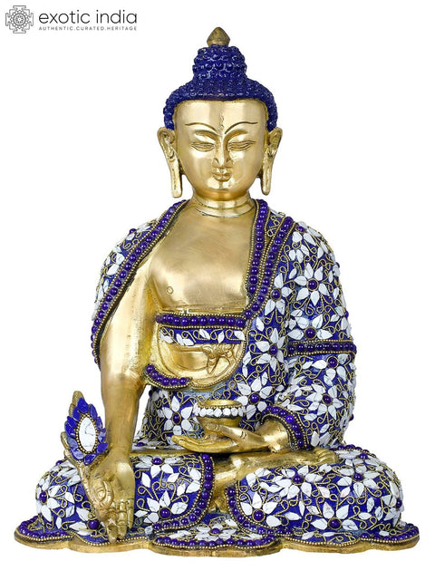 13" Healing Buddha (Medicine Buddha) Brass Sculpture | Handmade Buddhist Statue