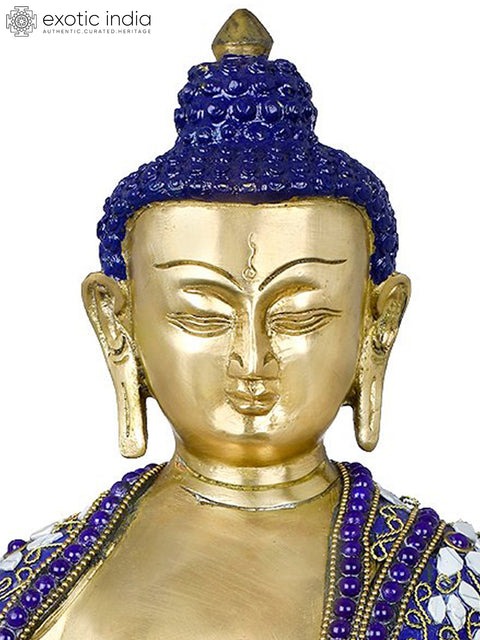 13" Healing Buddha (Medicine Buddha) Brass Sculpture | Handmade Buddhist Statue