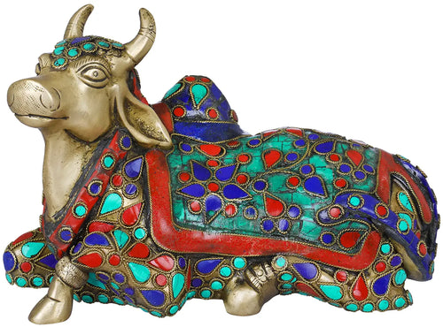 7" Nandi Doorkeeper Brass Statue Handmade