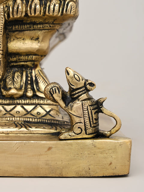 18" King Ganesha Granting Abhaya In Brass | Sacred Home Statue