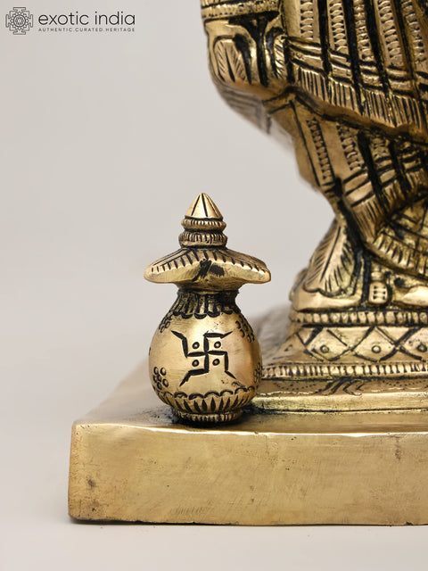 18" King Ganesha Granting Abhaya In Brass | Sacred Home Statue