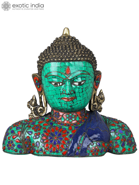 10" Buddha Bust - Tibetan Buddhist In Brass | Handmade | Made In India