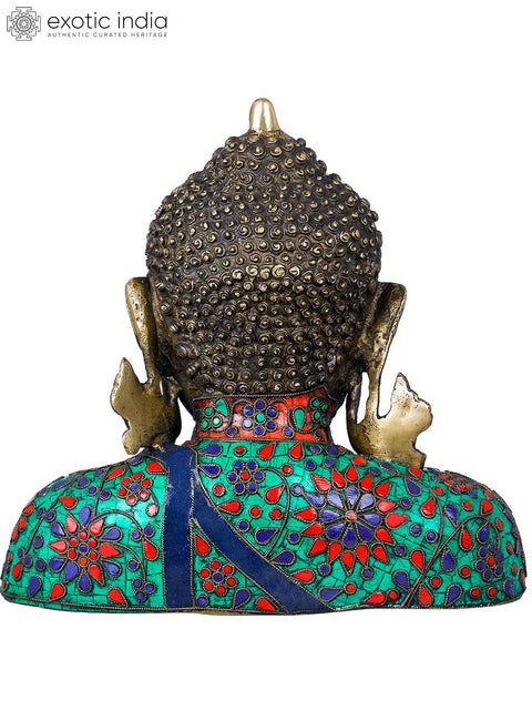 10" Buddha Bust - Tibetan Buddhist In Brass | Handmade | Made In India