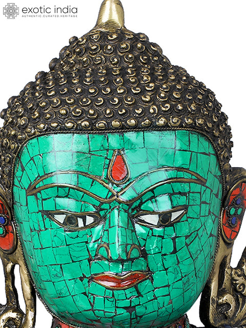 10" Buddha Bust - Tibetan Buddhist In Brass | Handmade | Made In India