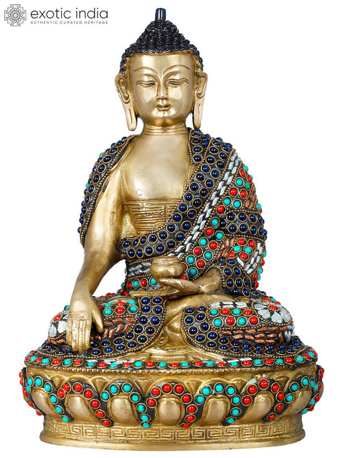 12" Bhumisparsha Buddha Brass Statue Handmade Tibetan Buddhist