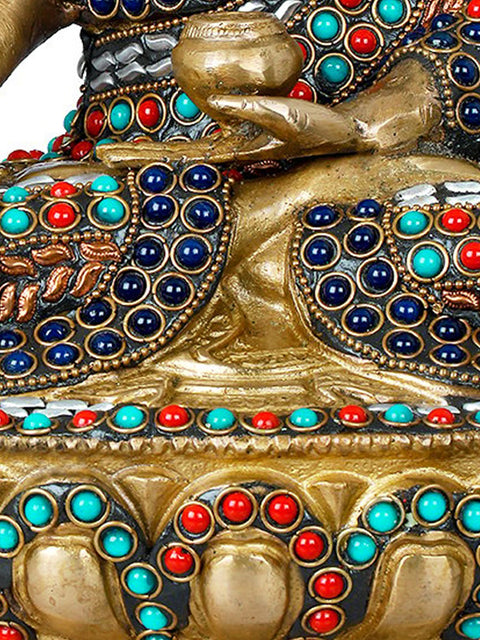 12" Tibetan Buddhist Bhumisparsha Buddha In Brass | Handmade | Made In India
