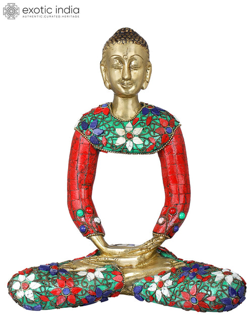 9" Handmade Meditation Buddha Brass Idol for Home Pooja