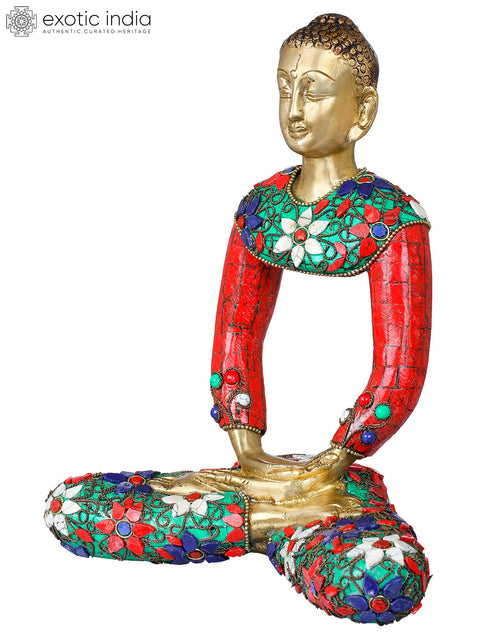 9" Stylized Meditation Buddha Idol in Brass | Handmade Buddhist Statues