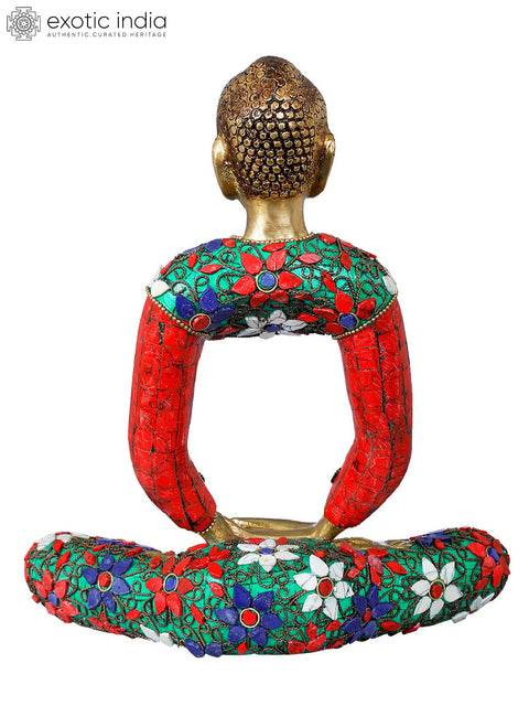 9" Stylized Meditation Buddha Idol in Brass | Handmade Buddhist Statues