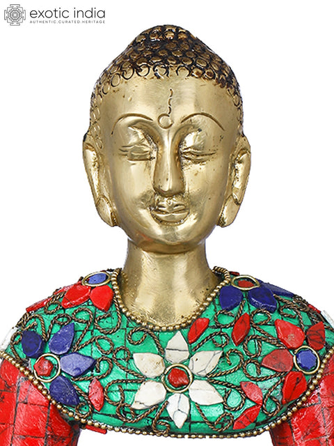 9" Stylized Meditation Buddha Idol in Brass | Handmade Buddhist Statues
